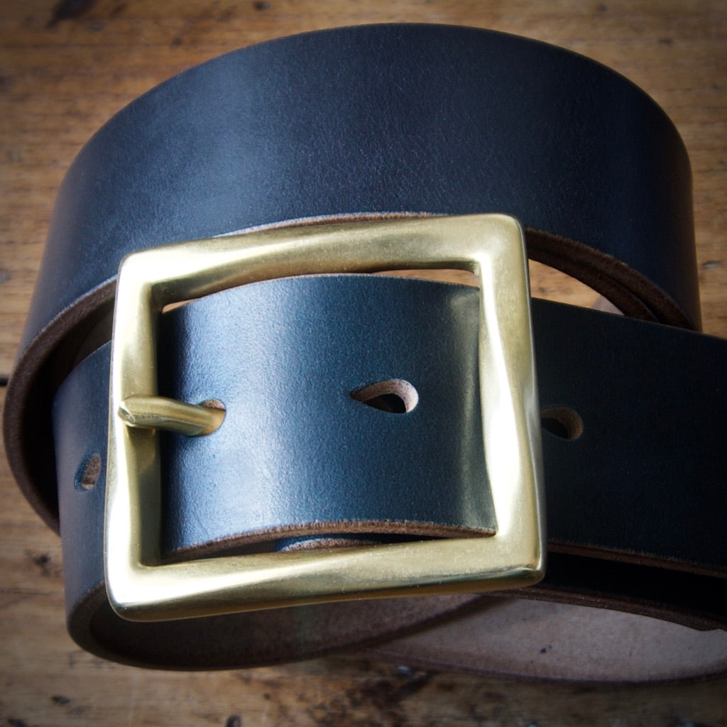 Belt - Horween Chromexcel Black - Your Choice of Solid Brass
